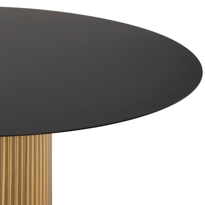 COFFEE TABLES 2PCS CLAD HM11916 METAL IN GOLD-BLACK TOP Φ110x38H & Φ80x32H cm.