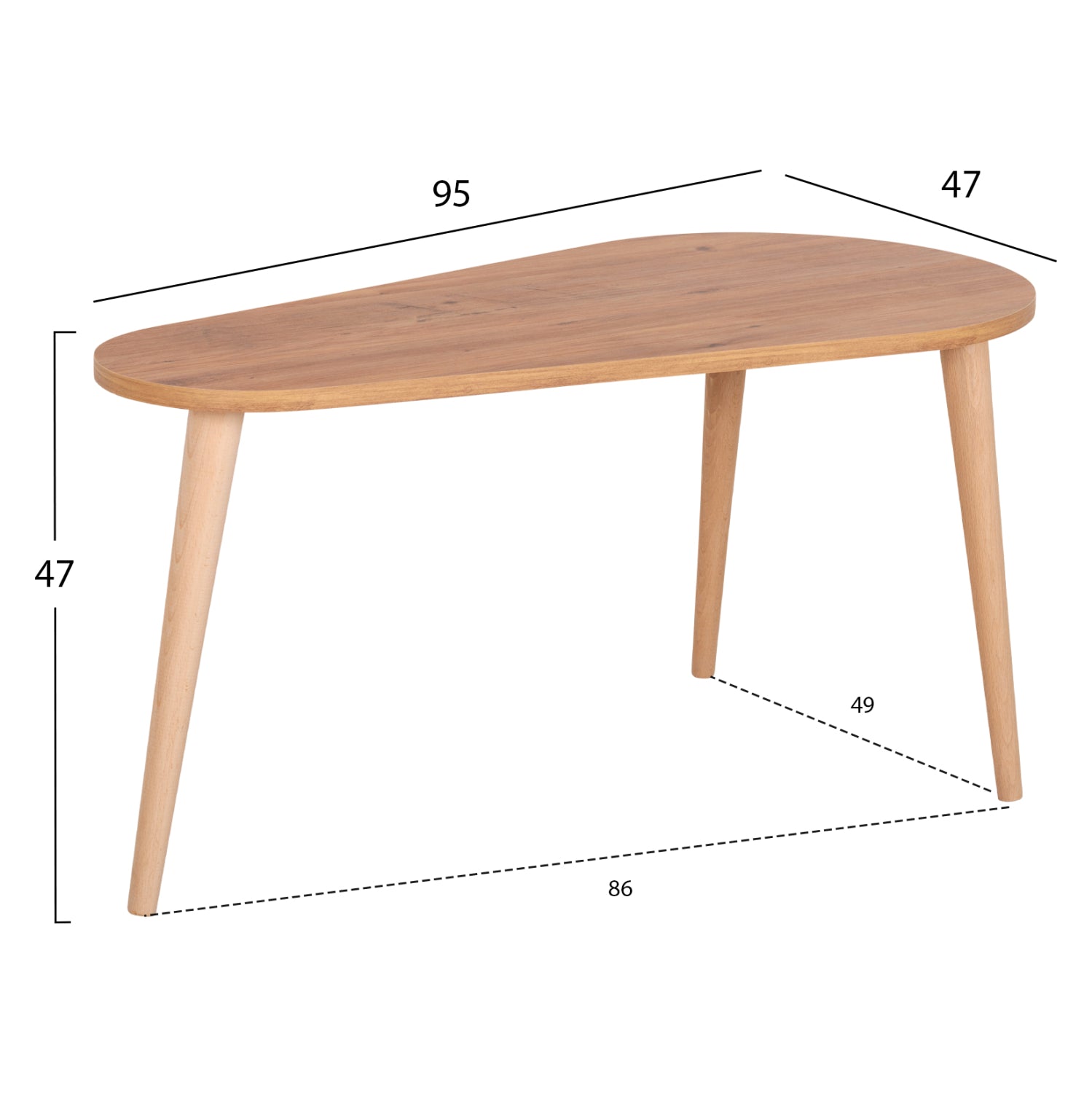 COFFEE TABLES 2PCS APRILIA HM18179.04 MELAMINE IN SONAMA & WHITE-WOODEN LEGS IN NATURAL 94x47x47Hcm