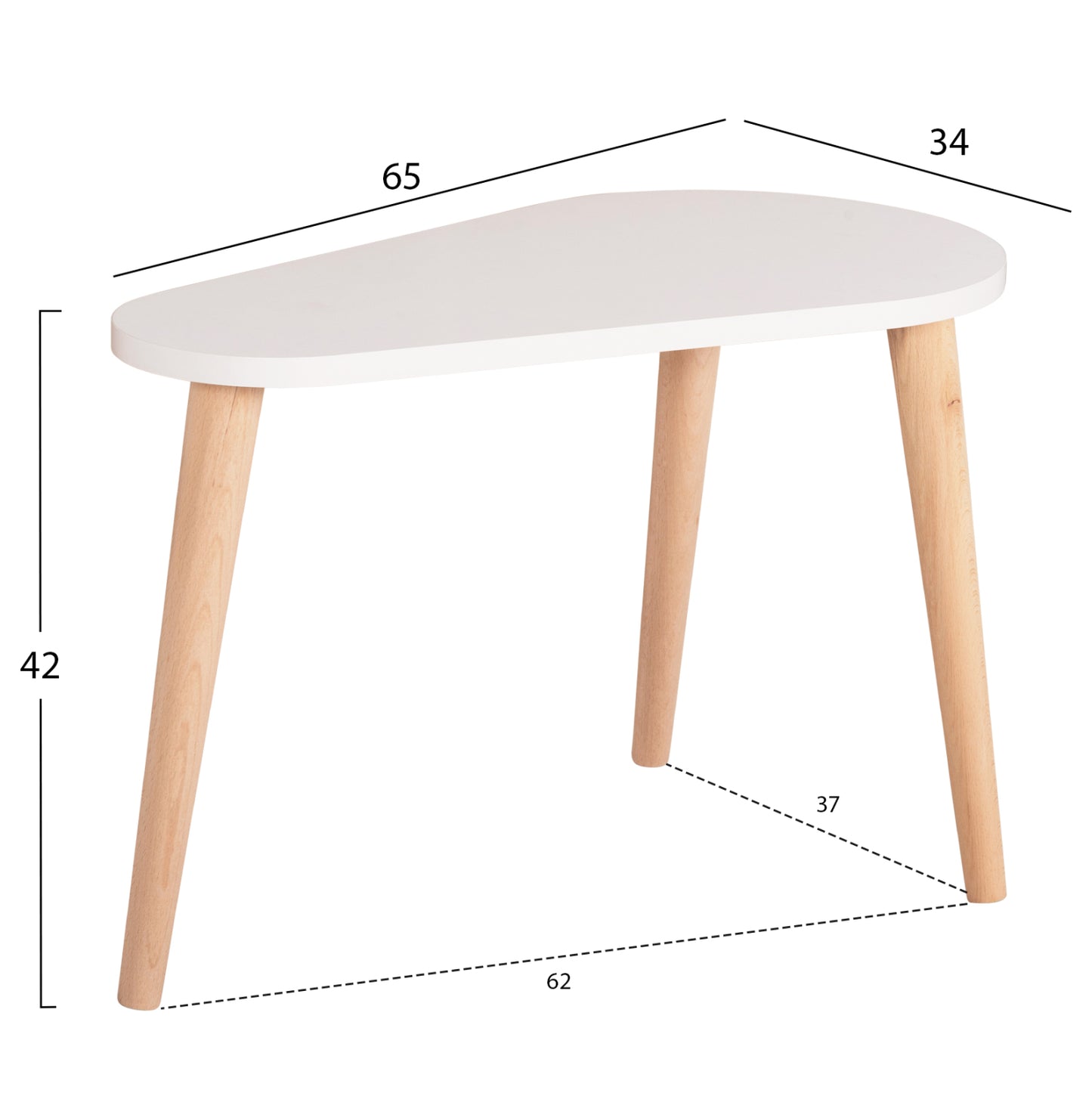 COFFEE TABLES 2PCS APRILIA HM18179.04 MELAMINE IN SONAMA & WHITE-WOODEN LEGS IN NATURAL 94x47x47Hcm