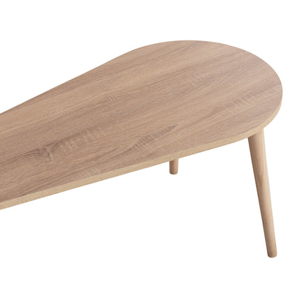 COFFEE TABLES 2PCS APRILIA HM18179.04 MELAMINE IN SONAMA & WHITE-WOODEN LEGS IN NATURAL 94x47x47Hcm