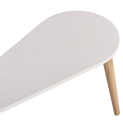 COFFEE TABLES 2PCS APRILIA HM18179.04 MELAMINE IN SONAMA & WHITE-WOODEN LEGS IN NATURAL 94x47x47Hcm