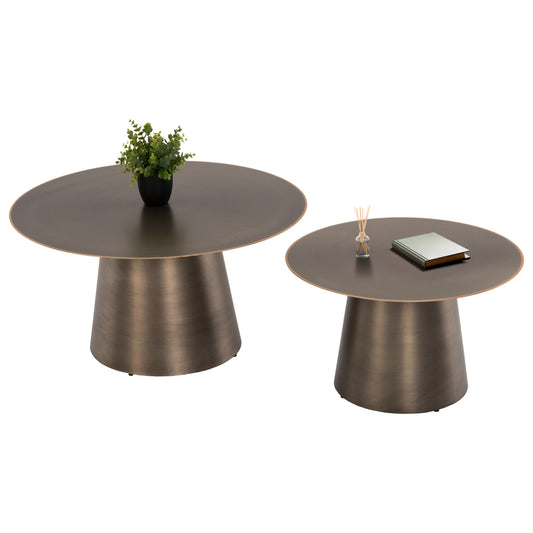 COFFEE TABLES 2PCS NICKELY HM9667 METAL IN NICKEL ANTIQUE Φ80x41H & Φ60x36H cm.