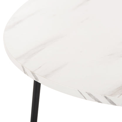 COFFEE TABLES 2PCS ROUND CUPPER HM9878.12 MELAMINE IN WHITE MARBLE-BLACK METAL Φ55x45Hcm.