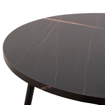 COFFEE TABLES 2PCS ROUND CUPPER HM9878.13 MELAMINE IN BLACK MARBLE-BLACK METAL Φ55x45Hcm.