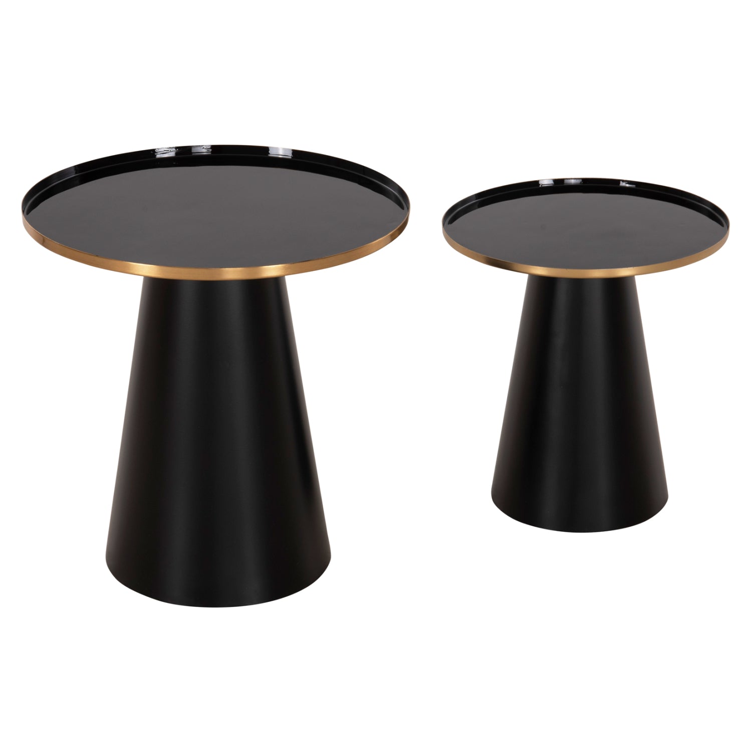 COFFEE TABLES 2PCS BENG HM9920 ENAMELED METAL TOP-MAT BASE-BLACK Φ50 & Φ40 cm.