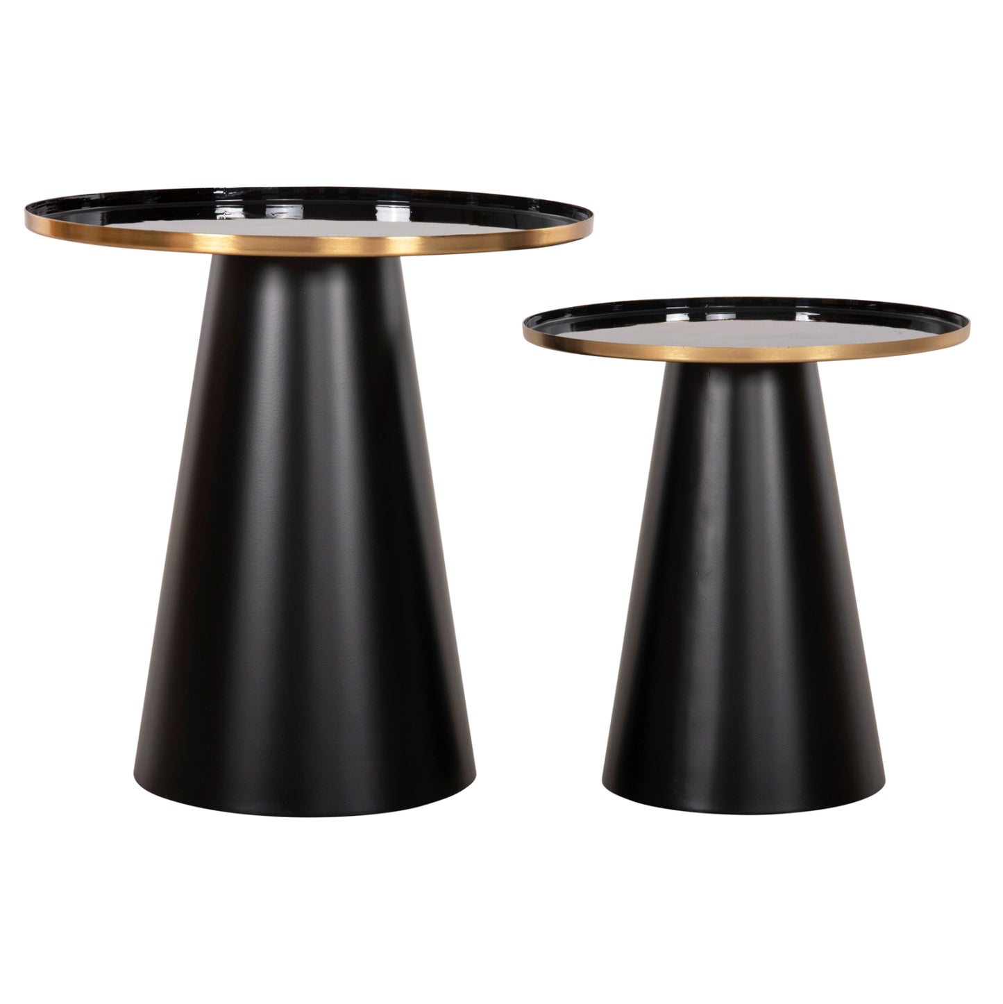 COFFEE TABLES 2PCS BENG HM9920 ENAMELED METAL TOP-MAT BASE-BLACK Φ50 & Φ40 cm.