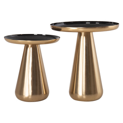COFFEE TABLES 2PCS OLUF ΗΜ9921 ENAMELED METAL-GLOSSY GOLD & BLACK Φ50 & Φ41 cm.