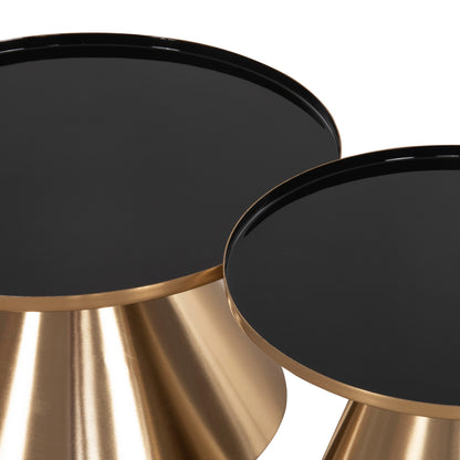 COFFEE TABLES 2PCS LORME HM9923 METAL IN BLACK AND GOLD Φ50 & Φ40 cm.