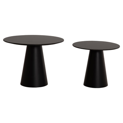 COFFEE TABLES 2PCS DIEN HM9926 METAL BASES & CERAMIC TOP-BLACK Φ56.5 & Φ43.5 cm.