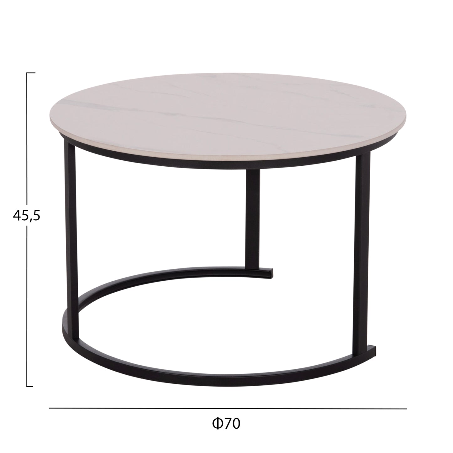 COFFEE TABLES 2PCS SET TALOS HM18140.01 WHITE MARBLE LOOK CERAMIC TOP Φ70x45.5Hcm.
