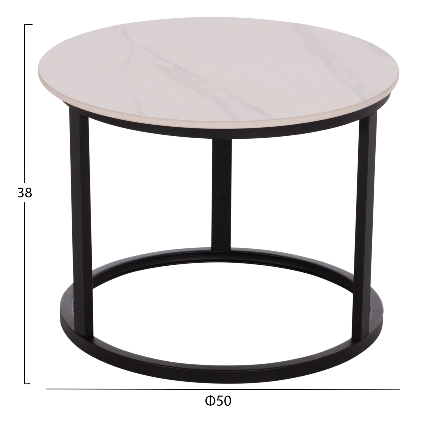 COFFEE TABLES 2PCS SET TALOS HM18140.01 WHITE MARBLE LOOK CERAMIC TOP Φ70x45.5Hcm.