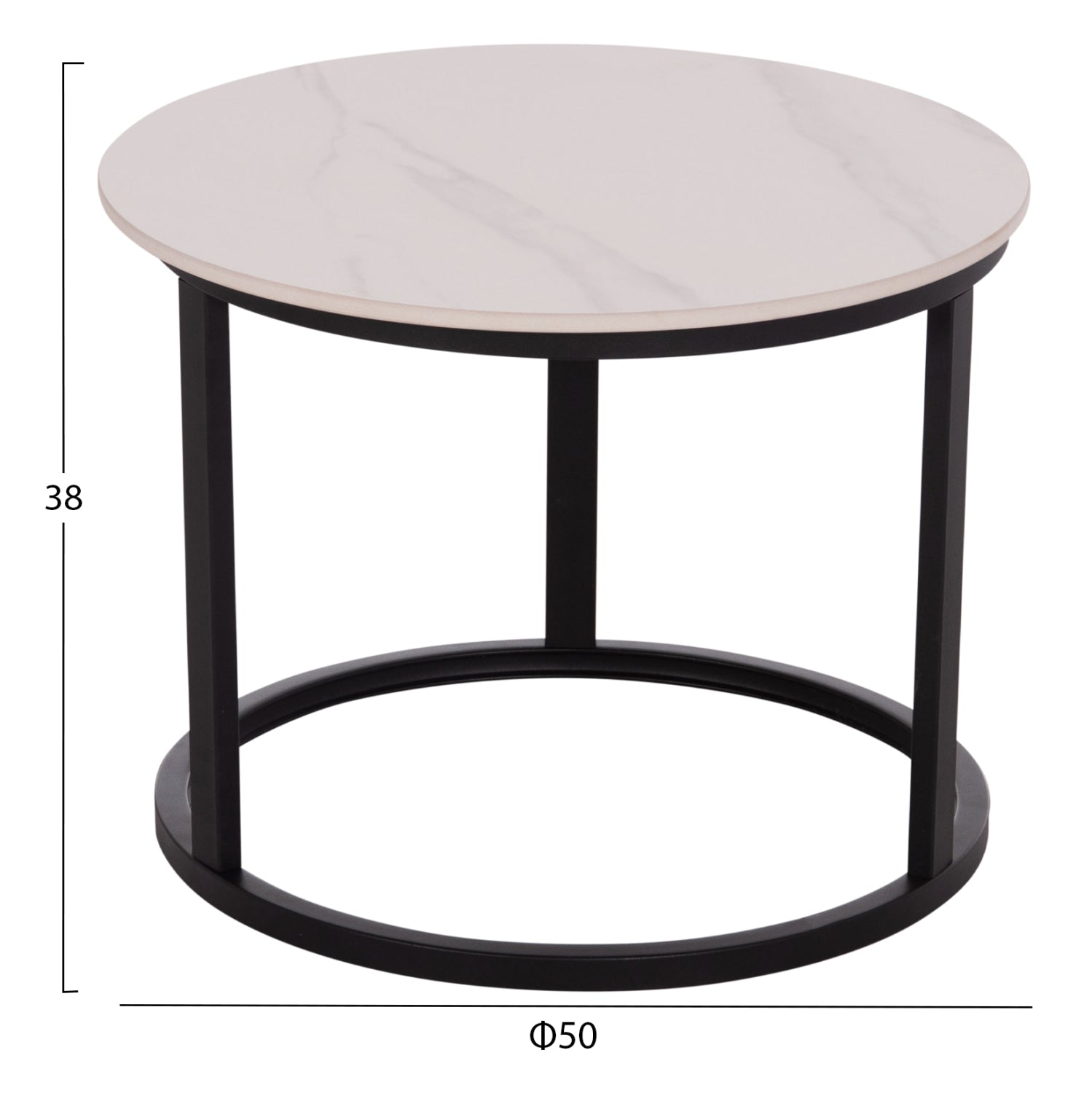 COFFEE TABLES 2PCS SET TALOS HM18140.01 WHITE MARBLE LOOK CERAMIC TOP Φ70x45.5Hcm.