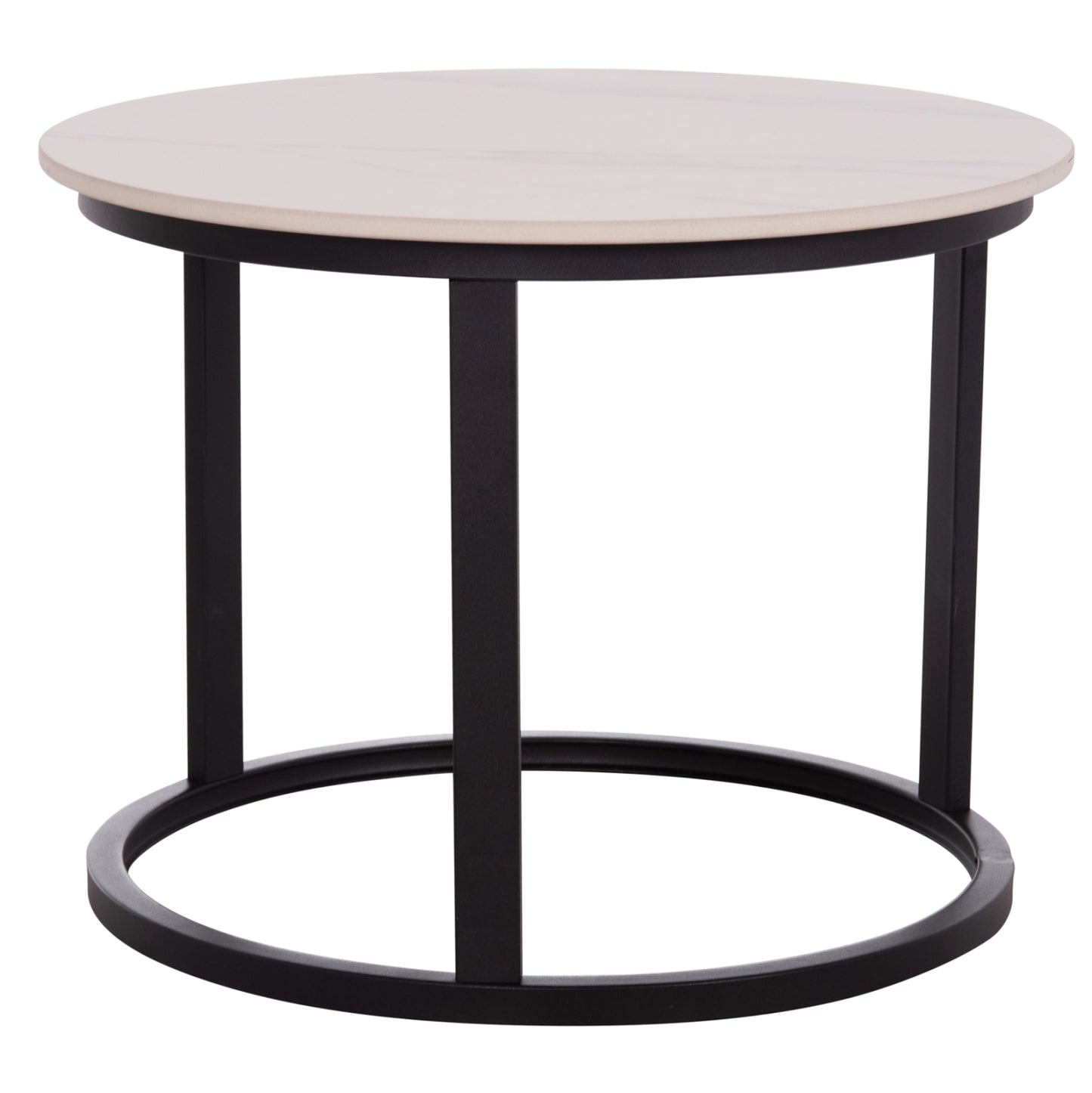 COFFEE TABLES 2PCS SET TALOS HM18140.01 WHITE MARBLE LOOK CERAMIC TOP Φ70x45.5Hcm.