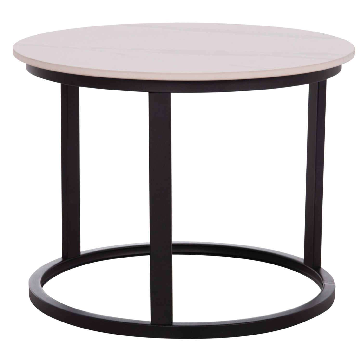 COFFEE TABLES 2PCS SET TALOS HM18140.01 WHITE MARBLE LOOK CERAMIC TOP Φ70x45.5Hcm.