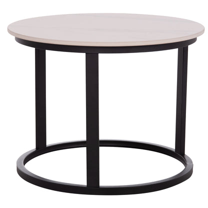 COFFEE TABLES 2PCS SET TALOS HM18140.01 WHITE MARBLE LOOK CERAMIC TOP Φ70x45.5Hcm.
