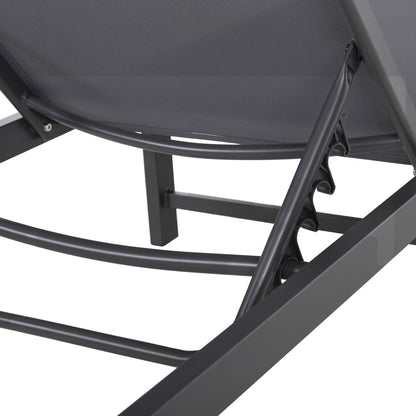 ALUMINUM SUNBED THATCHER HM5983.03 ANTHRACITE FRAME & TEXTILENE 196,5x64,5x92Hcm.