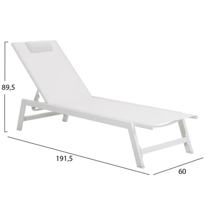 ALUMINUM SUNBED WITH HEADREST RABIA HM5982.01 IN WHITE 191,5x60x31Hcm.