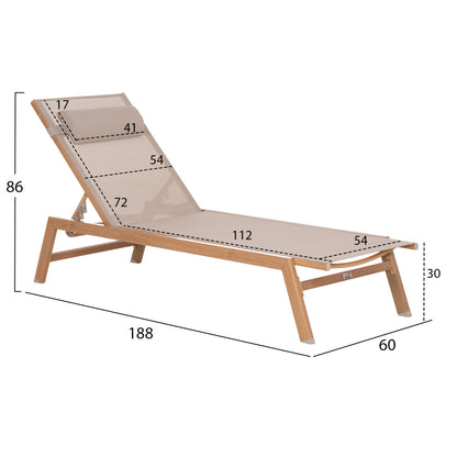 ALUMINUM SUNBED WITH HEADREST RABIA HM5982.05 IN HEAT TRANSFER COLOR & WHITE 188x60x30Hcm.