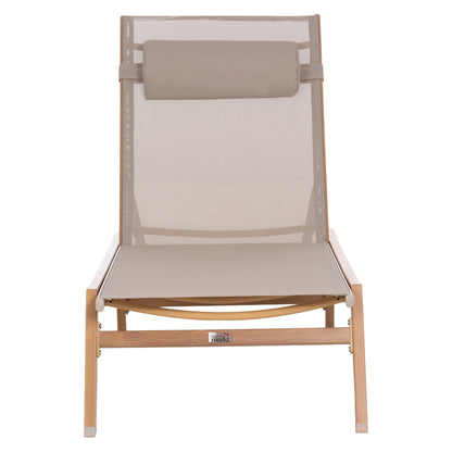 ALUMINUM SUNBED WITH HEADREST RABIA HM5982.05 IN HEAT TRANSFER COLOR & WHITE 188x60x30Hcm.