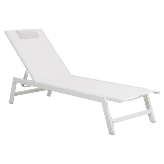 ALUMINUM SUNBED WITH HEADREST RABIA HM5982.01 IN WHITE 191,5x60x31Hcm.