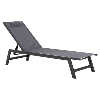 ALUMINUM SUNBED WITH HEADREST RABIA HM5982.03 IN ANTHRACITE 191,5x60x31Hcm.