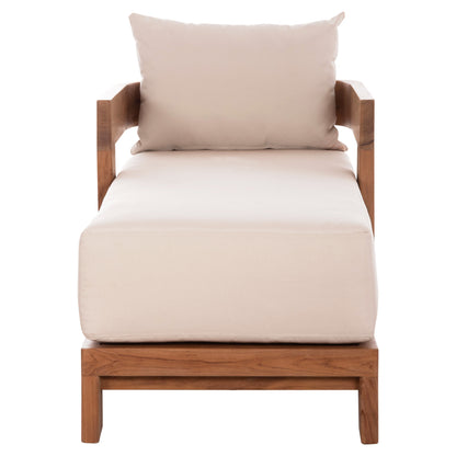 CHAISE LOUNGE WITH CUSHIONS SERIES KIOTO HM6385 TEAK WOOD IN NATURAL 165x70x64Hcm.