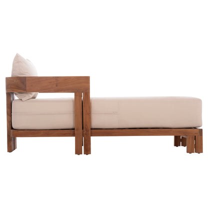 CHAISE LOUNGE WITH CUSHIONS SERIES KIOTO HM6385 TEAK WOOD IN NATURAL 165x70x64Hcm.