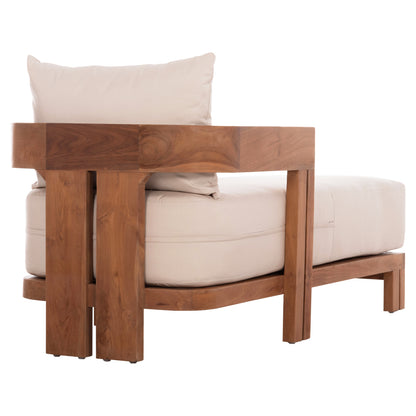 CHAISE LOUNGE WITH CUSHIONS SERIES KIOTO HM6385 TEAK WOOD IN NATURAL 165x70x64Hcm.