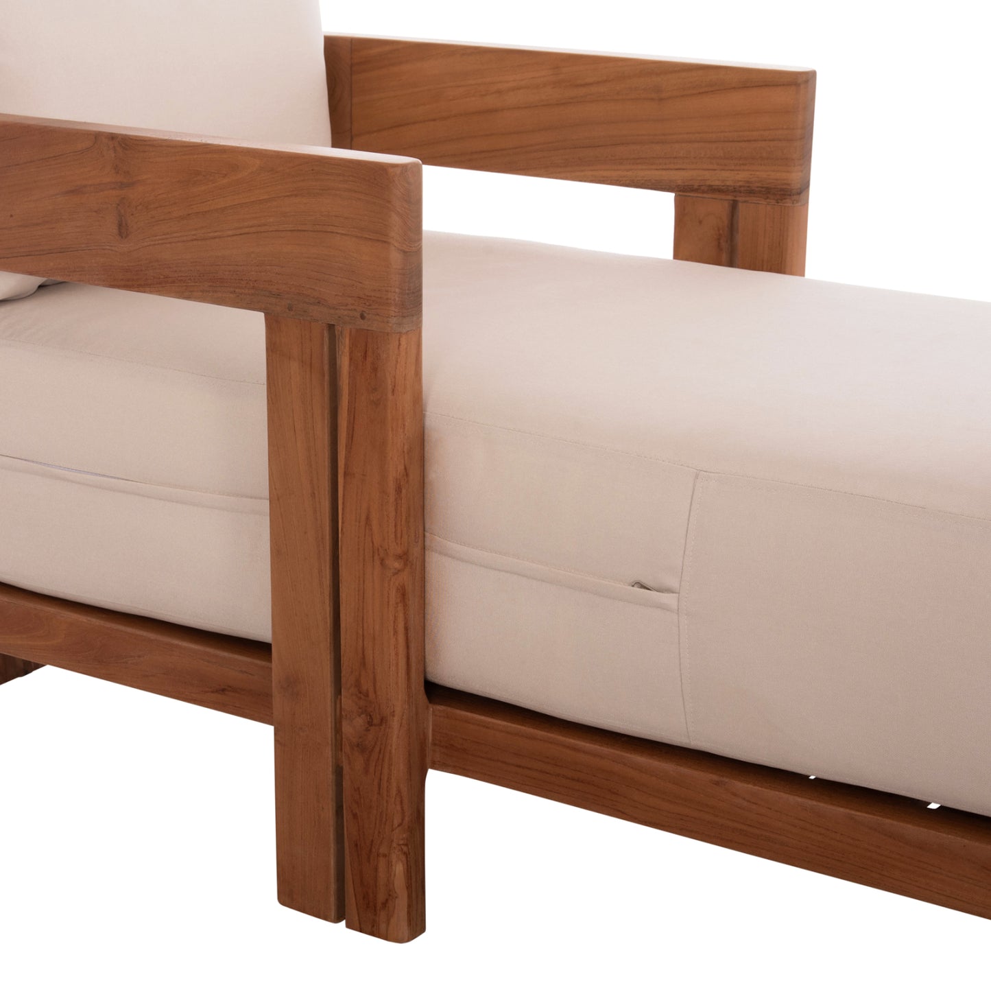 CHAISE LOUNGE WITH CUSHIONS SERIES KIOTO HM6385 TEAK WOOD IN NATURAL 165x70x64Hcm.