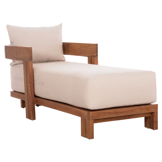 CHAISE LOUNGE WITH CUSHIONS SERIES KIOTO HM6385 TEAK WOOD IN NATURAL 165x70x64Hcm.