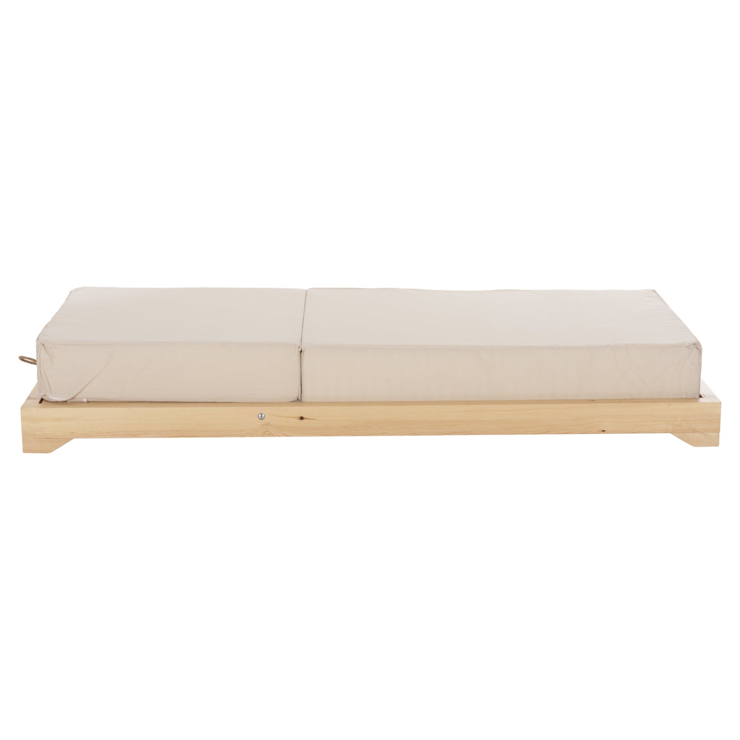 BEACH LOUNGER LOW IKARIA HM10623.02 PINE WOOD IN NATURAL COLOR-BEIGE TEXTILENE-CUSHION 20cm THICK