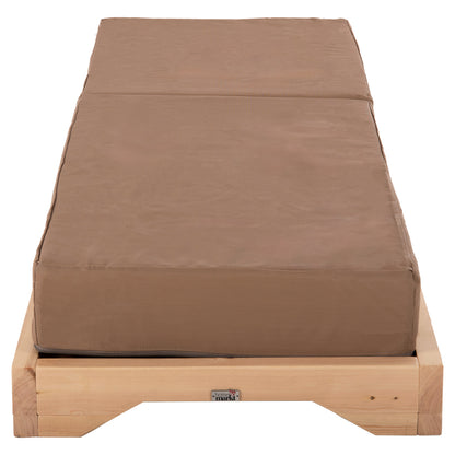 BEACH LOUNGER LOW IKARIA HM10623.04 PINE WOOD IN NATURAL COLOR-MOCHA TEXTILENE-CUSHION 20cm THICK