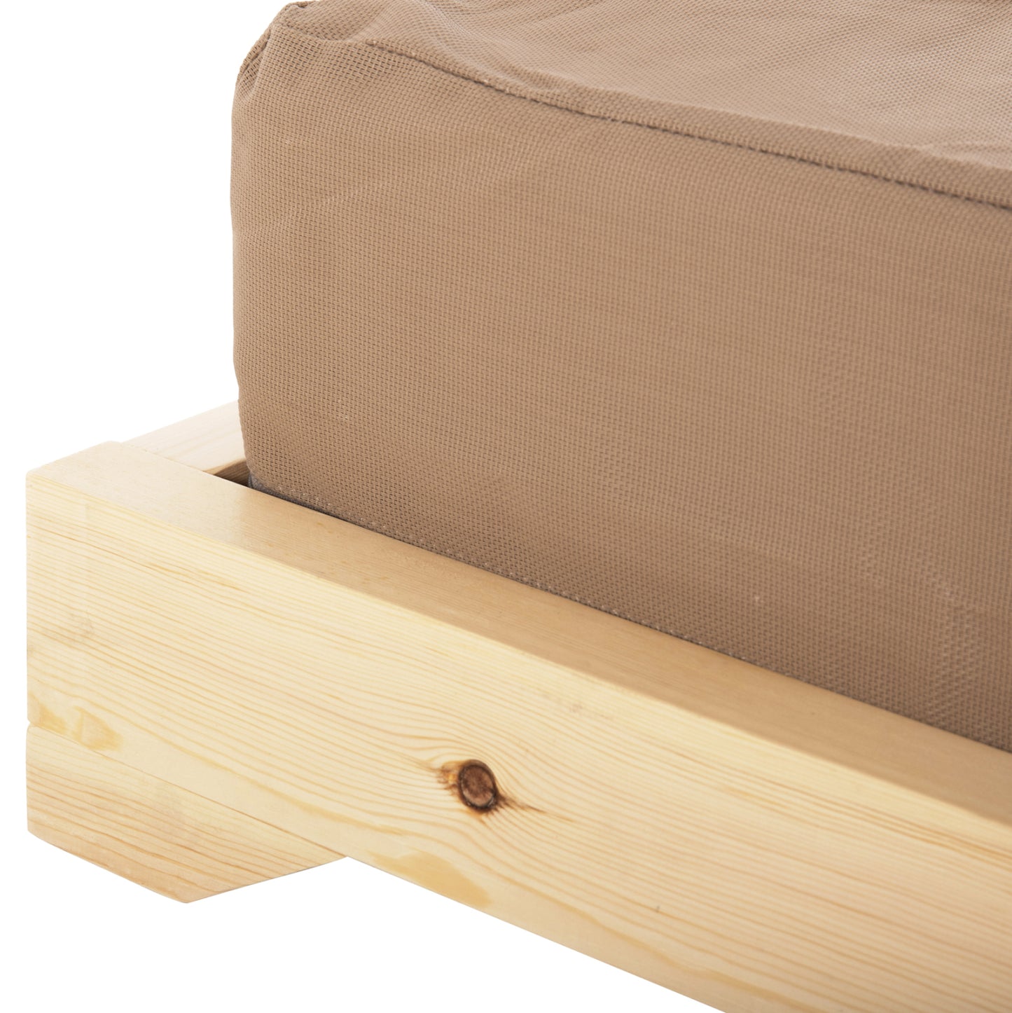 BEACH LOUNGER LOW IKARIA HM10623.04 PINE WOOD IN NATURAL COLOR-MOCHA TEXTILENE-CUSHION 20cm THICK