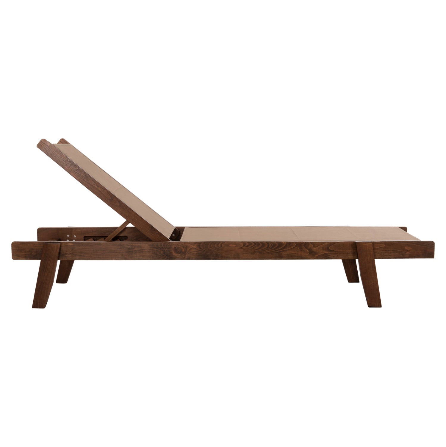 SUNBED PROFESSIONAL CRETA BEECH WOOD IN WALNUT COLOR & MOCHA TEXTILENE 200x61-66x31-91Hcm.HM10356.06