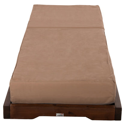BEACH LOUNGER LOW IKARIA HM10622.04 PINE WOOD IN WALNUT COLOR-MOCHA TEXTILENE-CUSHION 20cm THICK