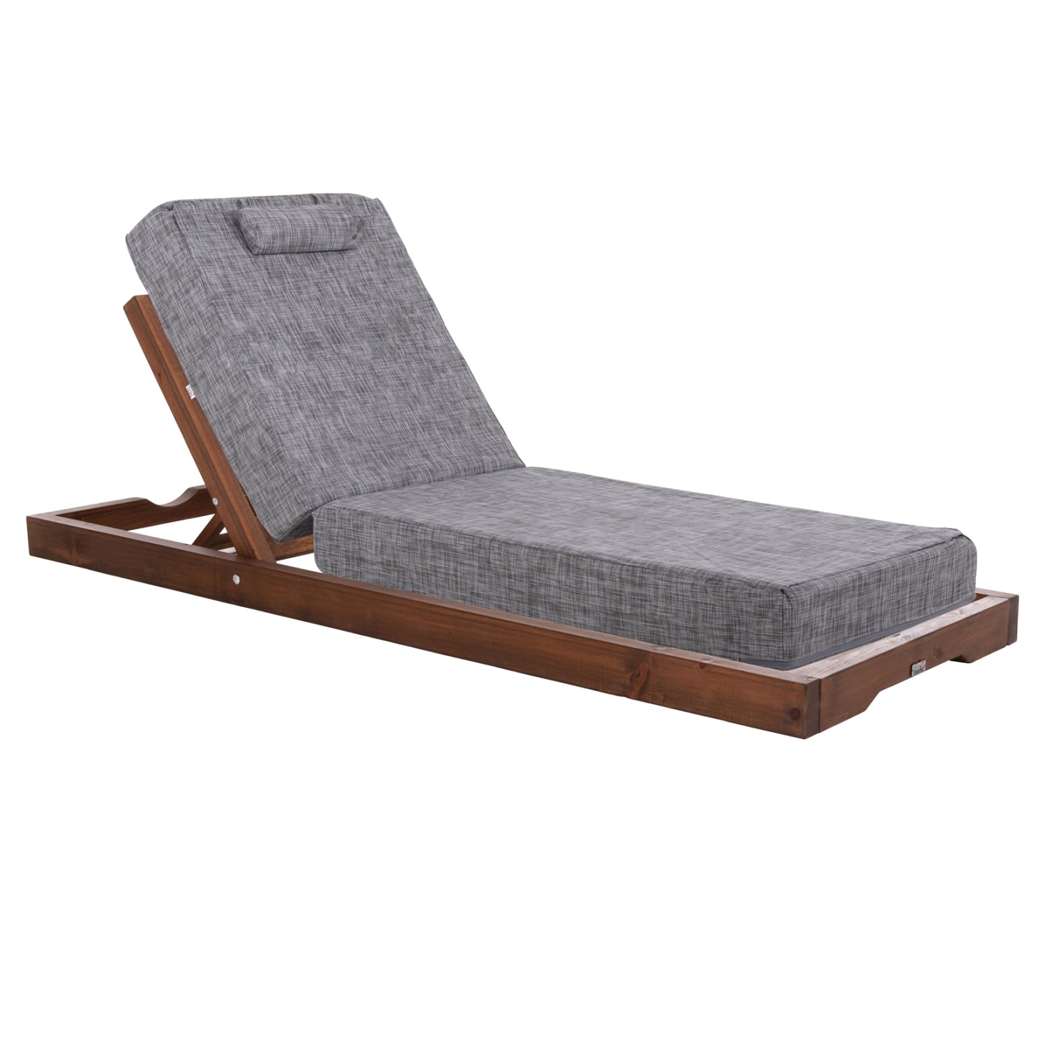 BEACH LOUNGER IKARIA HM10622.05 PINE WOOD IN WALNUT--GREY TEXTILENE--CUSHION 20cm