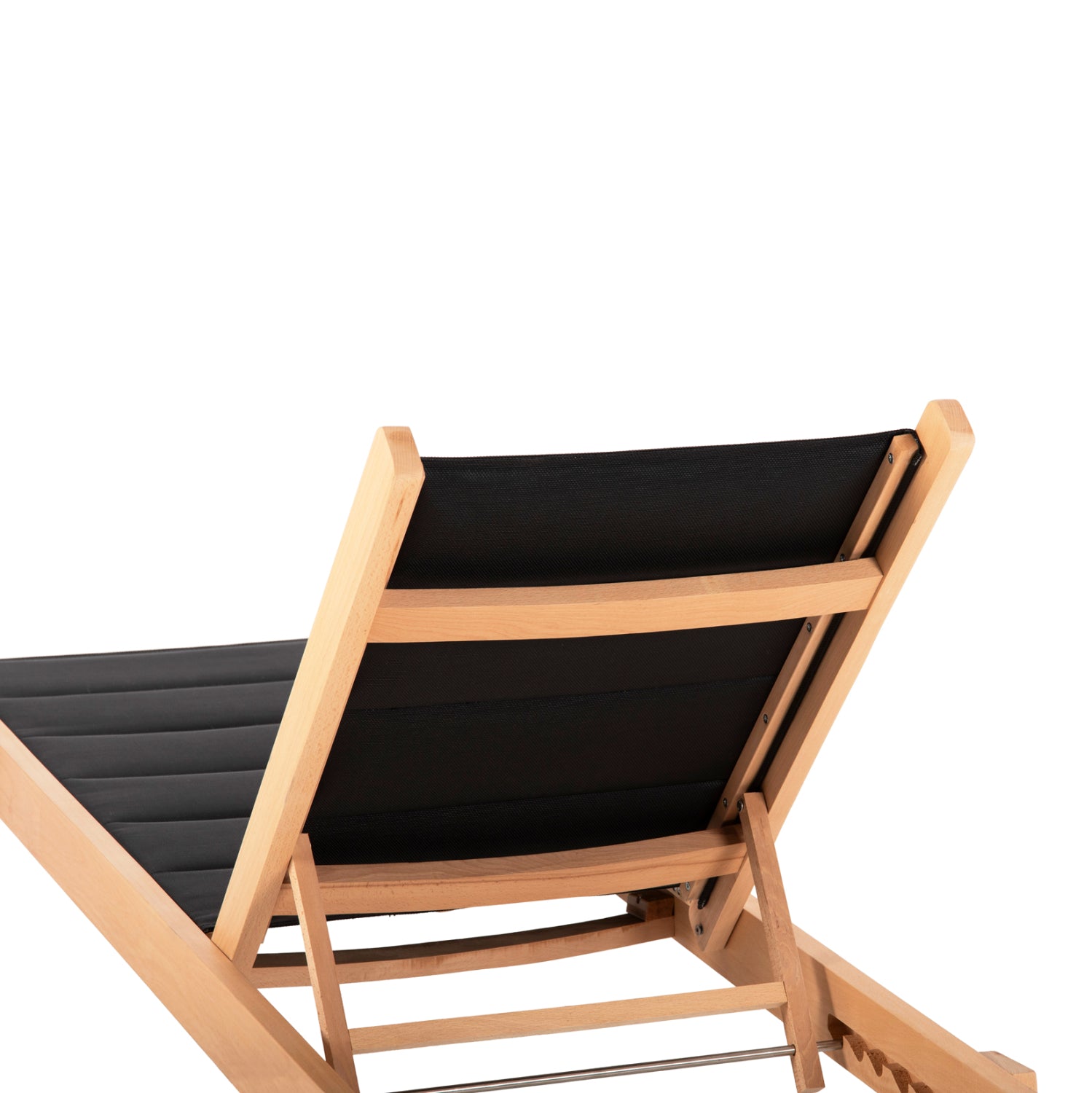 BEACH LOUNGER MILOS HM10650.03 BEECH WOOD IN NATURAL-BLACK TEXTILENE CUSHION COVER 204x65x31,5-92,5H cm.91Hcm.