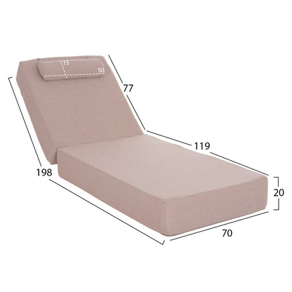 BEACH LOUNGER IKARIA HM10717.02 PINE WOOD IN NATURAL-OLEFIN IN BEIGE-WITH CUSHION 20cm.
