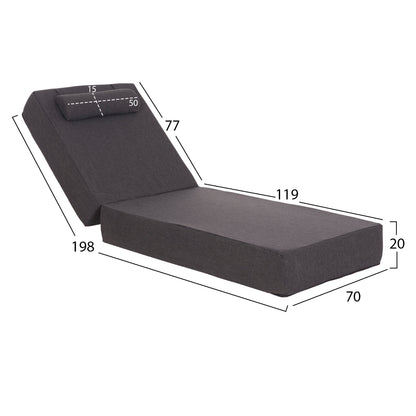 BEACH LOUNGER IKARIA HM10717.03 PINE WOOD IN NATURAL-OLEFIN IN GREY-WITH CUSHION 20cm.