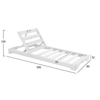 BEACH LOUNGER IKARIA ΗΜ10718.03 PINE WOOD IN WHITE-OLEFIN IN GREY-WITH CUSHION 20cm.