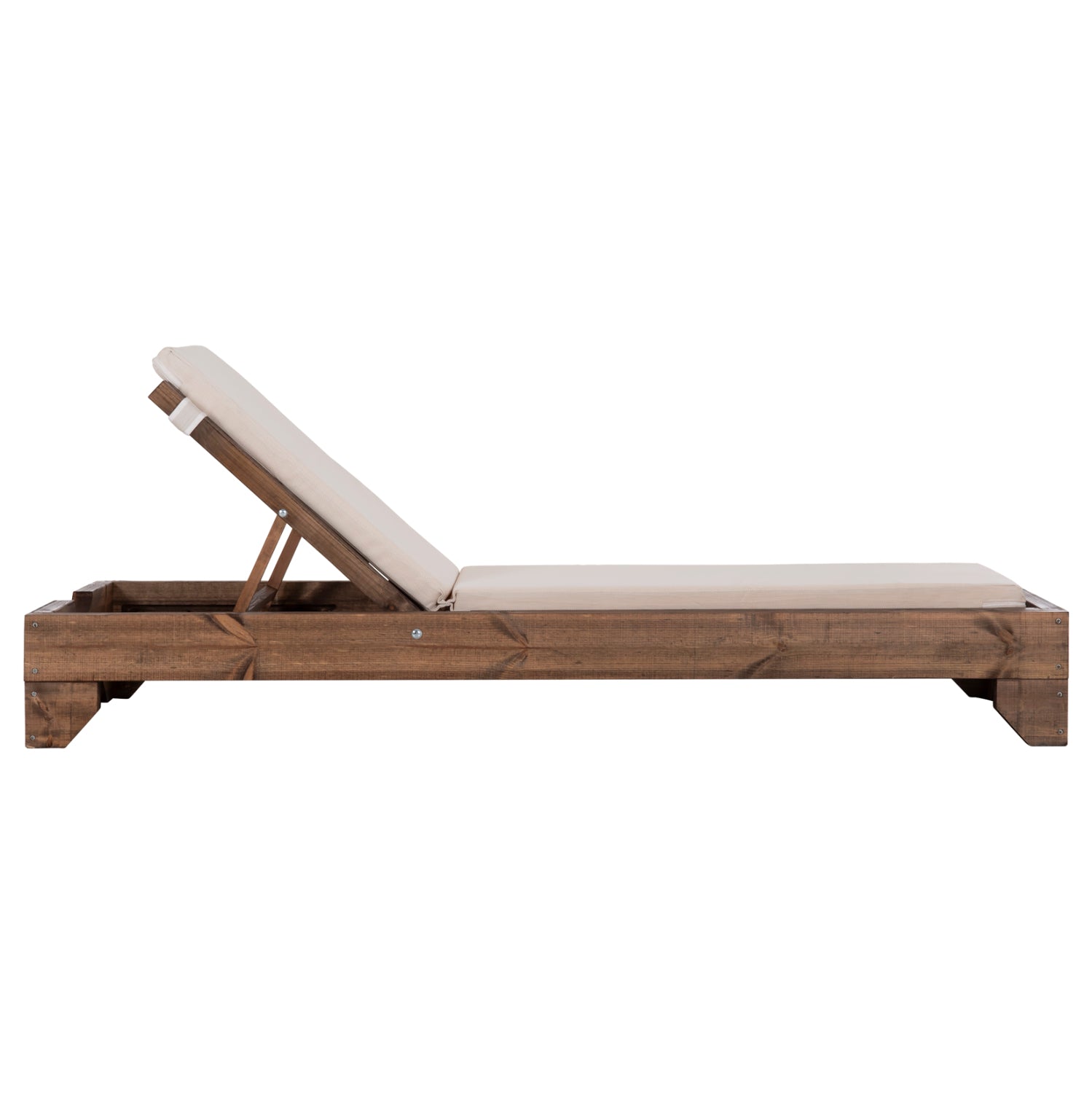 BEACH LOUNGER KORINOS HM10771.60T PINE WOOD IN WALNUT--CUSHION IN BEIGE 79x204x77Hcm.