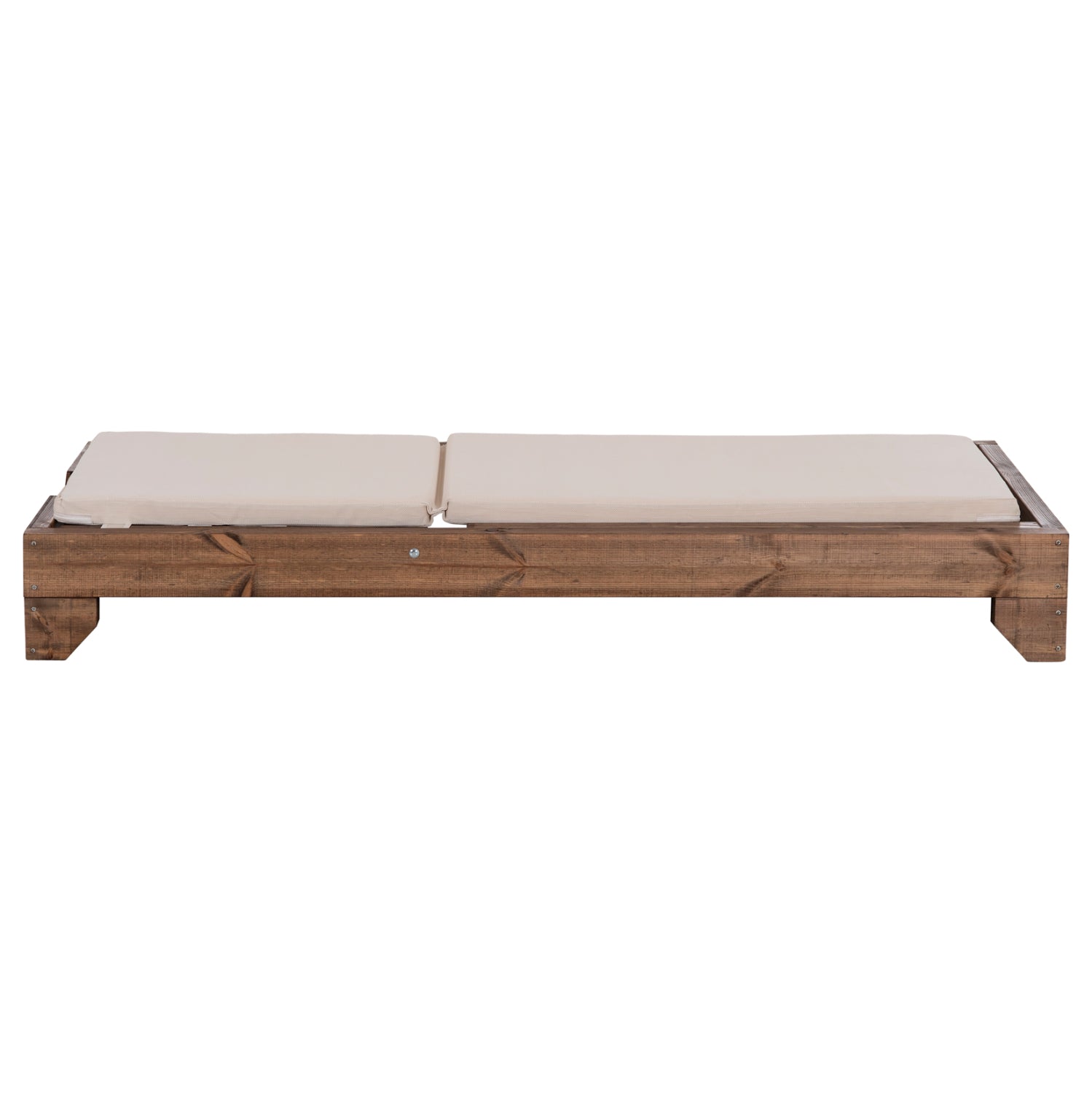 BEACH LOUNGER KORINOS HM10771.60T PINE WOOD IN WALNUT--CUSHION IN BEIGE 79x204x77Hcm.