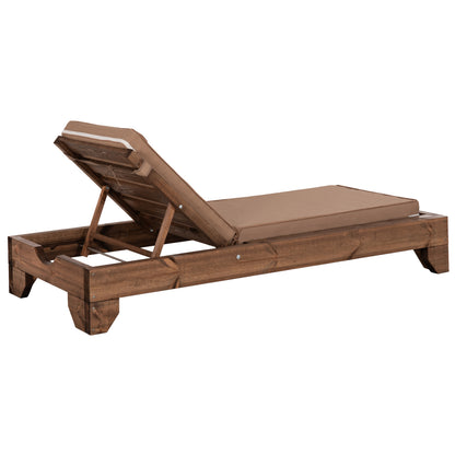 BEACH LOUNGER KORINOS HM10772.04T PINE WOOD IN WALNUT--CUSHION IN MOCHA 79x204x77Hcm.