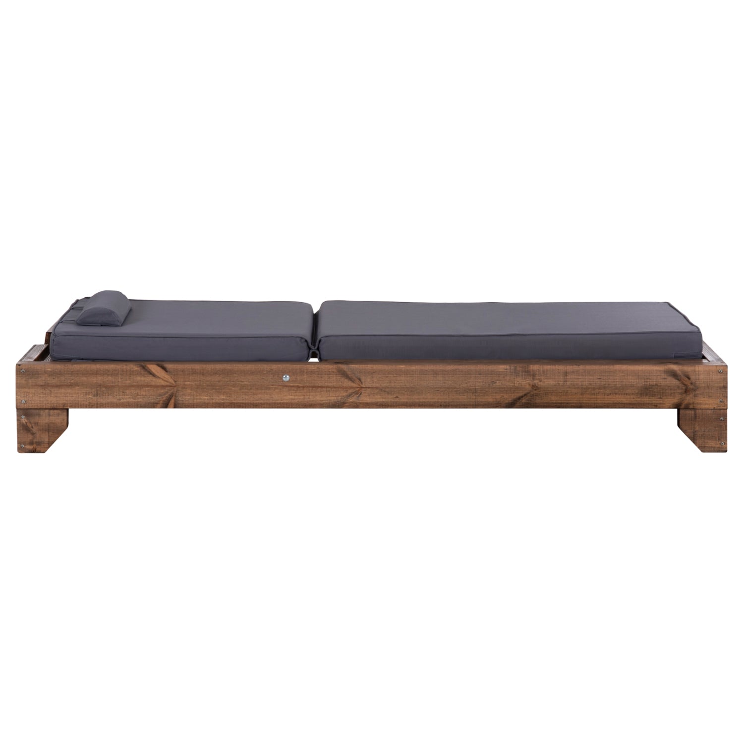 BEACH LOUNGER KORINOS HM10772.30T PINE WOOD IN WALNUT--CUSHION IN GREY 79x204x77Hcm.