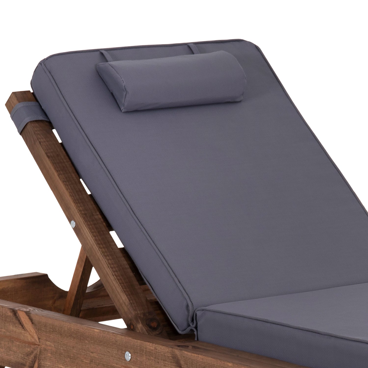 BEACH LOUNGER KORINOS HM10772.30T PINE WOOD IN WALNUT--CUSHION IN GREY 79x204x77Hcm.