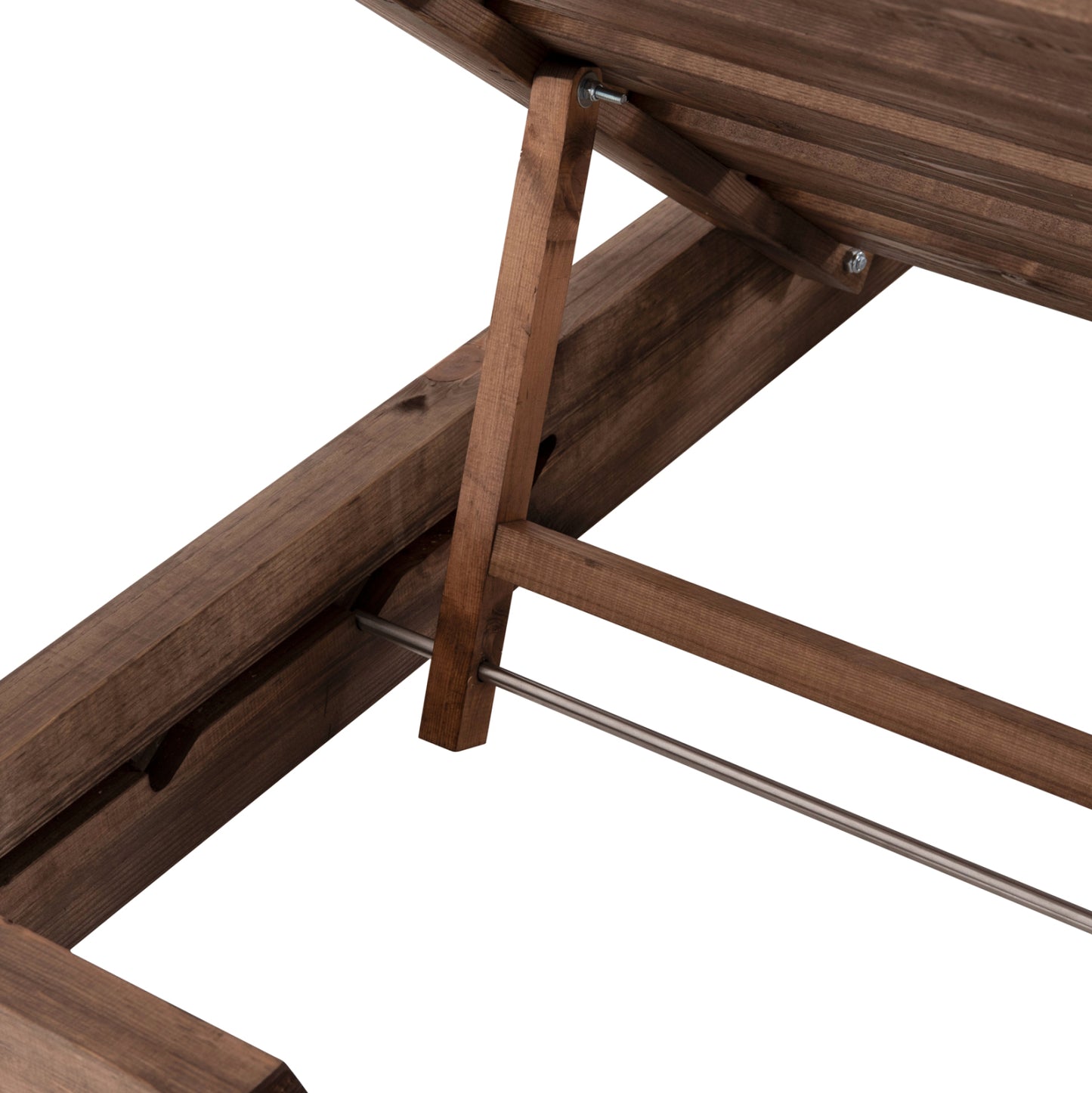 BEACH LOUNGER KORINOS HM10772.30T PINE WOOD IN WALNUT--CUSHION IN GREY 79x204x77Hcm.