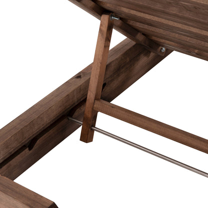 BEACH LOUNGER KORINOS HM10772.30T PINE WOOD IN WALNUT--CUSHION IN GREY 79x204x77Hcm.