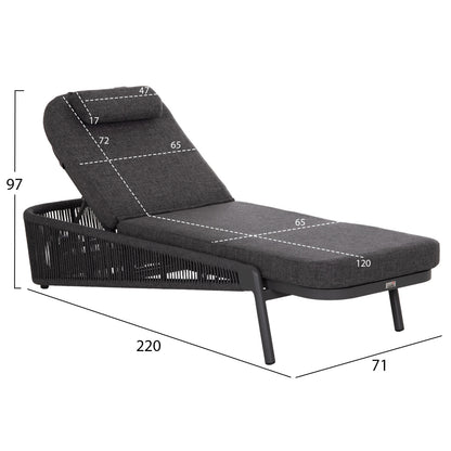SUNBED XANTION HM6475.01 ALUMINUM-ROPE-OLEFIN FABRIC IN DARK GREY 75x210x92Hcm.
