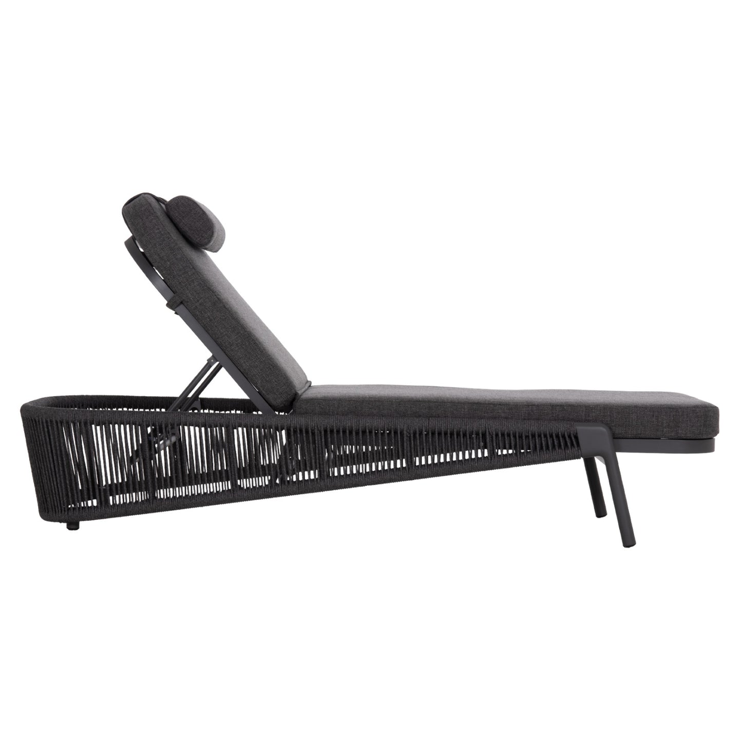 SUNBED XANTION HM6475.01 ALUMINUM-ROPE-OLEFIN FABRIC IN DARK GREY 75x210x92Hcm.