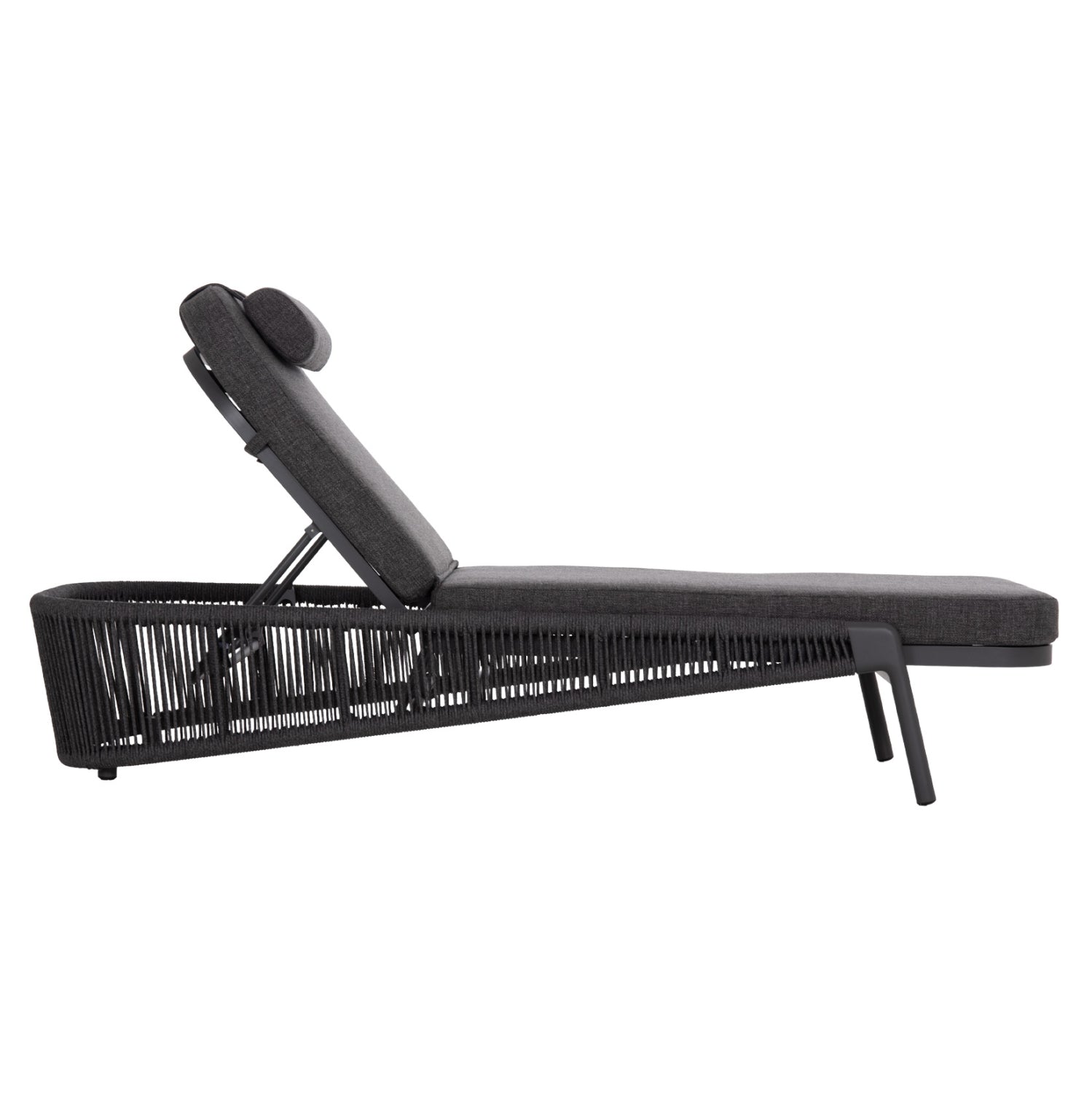 SUNBED XANTION HM6475.01 ALUMINUM-ROPE-OLEFIN FABRIC IN DARK GREY 75x210x92Hcm.